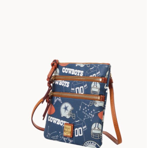DOONEY & BOURKE DALLAS COWBOYS NFL FOOTBALL TRIPLE ZIP CROSSBODY PURSE - Picture 4 of 5